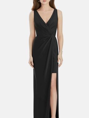 Jenny Packham Black Sleeveless Crepe Formal Gown, style JP1013
